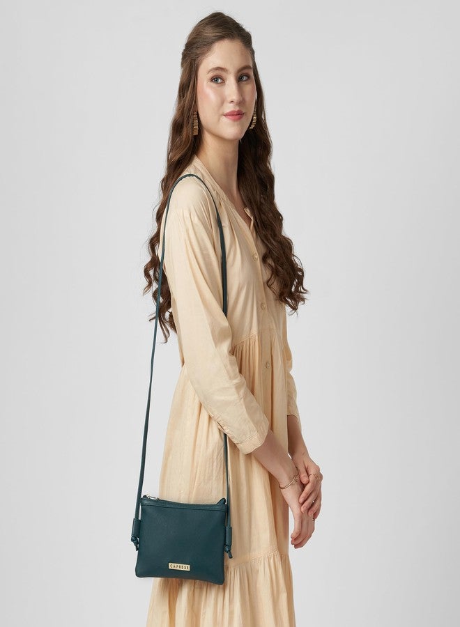 كابريس حقيبة كابريس نيلي الصغيرة كروسبودي للنساء بحزام قابل للتعديل وإغلاق بسحاب لراحة الارتداء | حقيبة يد متعددة الاستخدامات للاستخدام اليومي والسفر والمناسبات الخاصة (أزرق مخضر) - Image 2